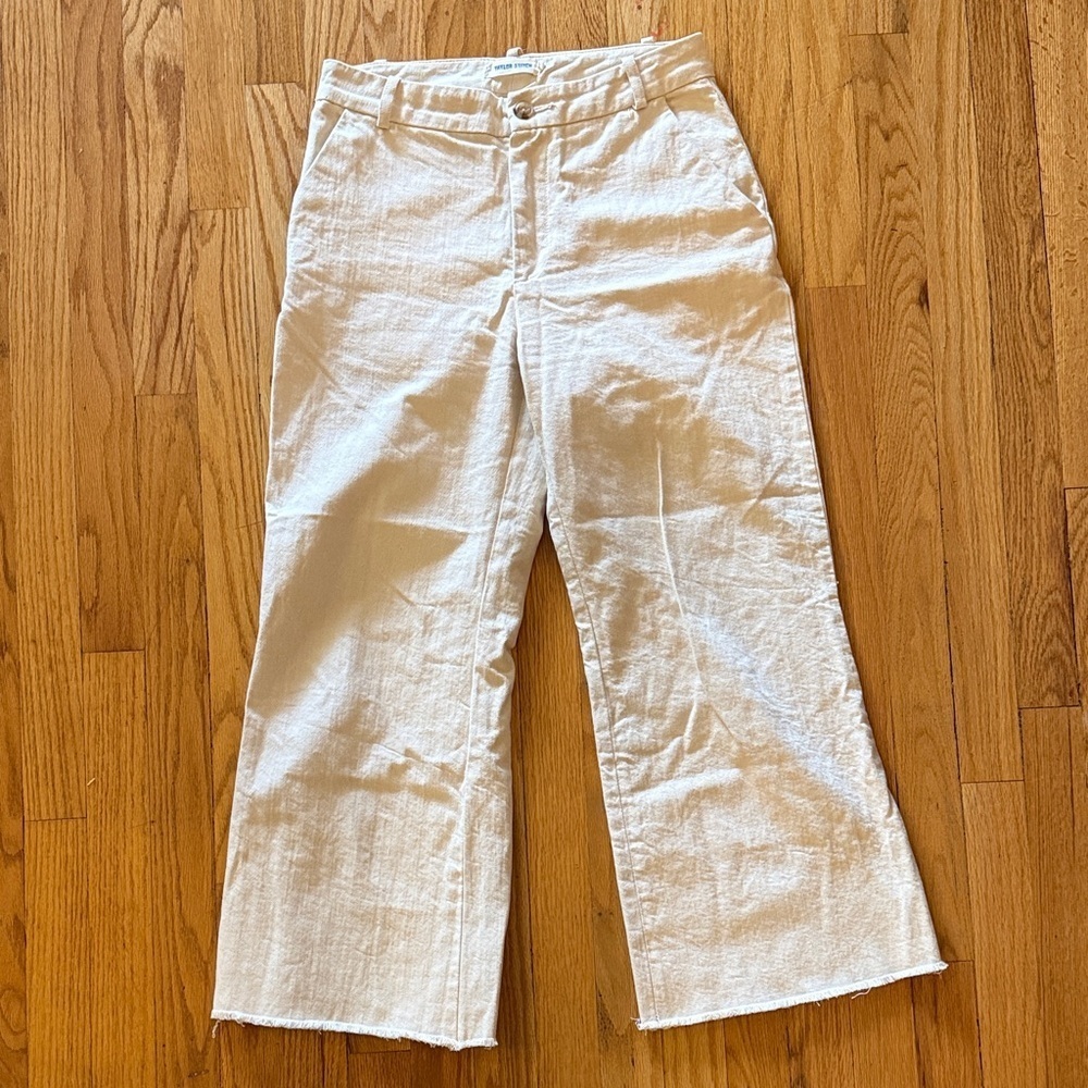 Taylor Stitch sz 4 White Wide-Leg Crop Pants 25” inseam great pre owned cond